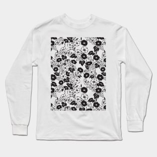 Morning Glory Flower Garden BW Long Sleeve T-Shirt